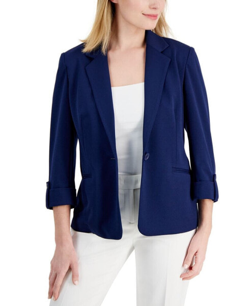 Petite 3/4-Sleeve One-Button Blazer