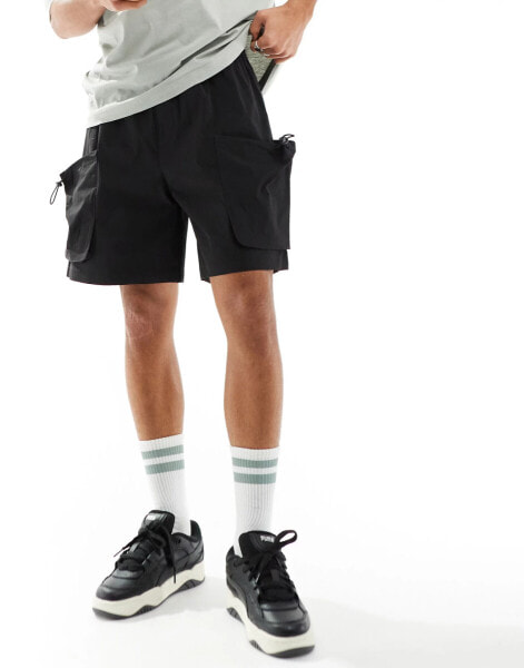 ADPT technical cargo short in black