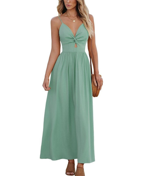 Women's Front Twist & Keyhole Maxi Beach Dress