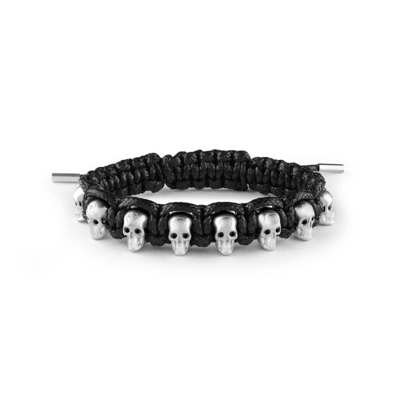 Philipp Plein Herren Armband Textil Edelstahl 3D Skull