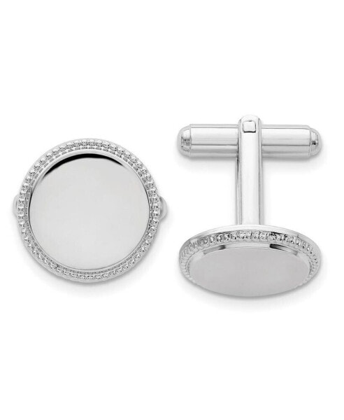 Kelly Waters Polished Beaded Round Engravable Cuff Links