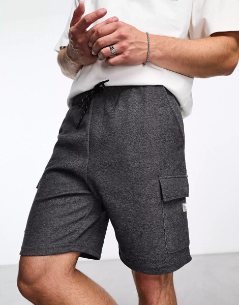 Jack & Jones Intelligence technical jersey cargo short in dark grey melange