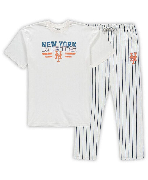 Men's White, Royal New York Mets Big and Tall Pinstripe Sleep Set