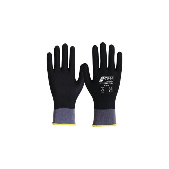 Nitras Handschuhe SKIN FLEX C Größe 10 grau/schwarz EN 388 PSA-Kategorie II , VE: 12 Paar