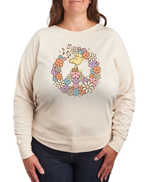 Woodstock Floral Peace Sign Plus Size Graphic Pullover