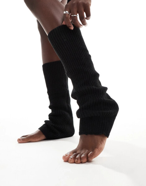 New Look ribbed leg warmers in black