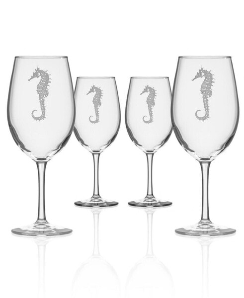 Seahorse All Purpose Wine Glass 18Oz - Set Of 4 Glasses