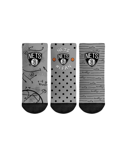 Toddler Boys and Girls Rock Em Socks Brooklyn Nets #1 Fan 3-Pack Crew Socks Set