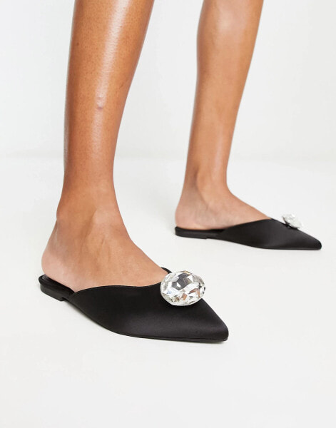 ASOS DESIGN Las Vegas embellished ballet mule in black