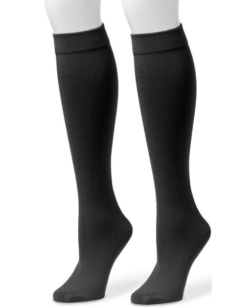 Women's 2 Pack Fleece Lined Knee High Socks, Black, L/XL