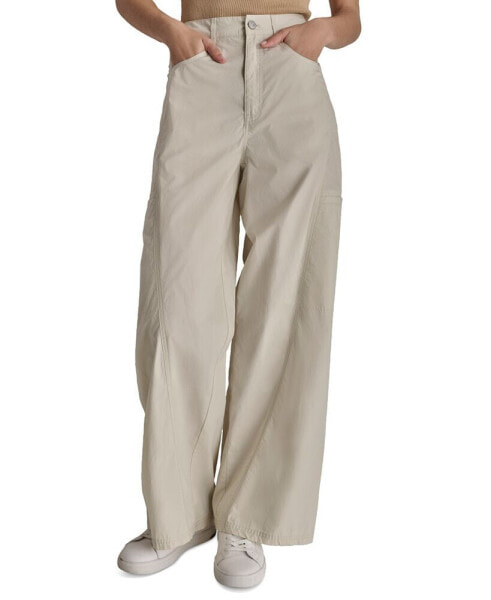 DKNY Women's Cotton High-Rise Front-Seam Cargo Pants