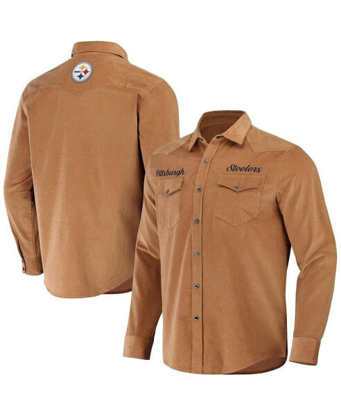 Men's NFL x Darius Rucker Collection by Tan Pittsburgh Steelers Western Full-Snap Shirt