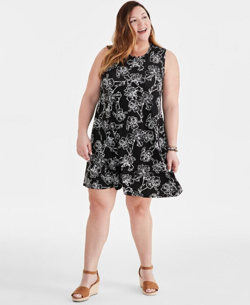 Plus Size Printed Sleeveless Flip Flop Dress, Created for Macy's