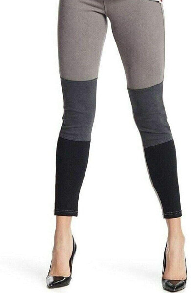 HUE Women's 179658 Colorblocked Denim Leggings Steel Gray Size M