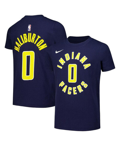 Big Boys and Girls Tyrese Haliburton Navy Indiana Pacers Icon Edition Name Number T-Shirt