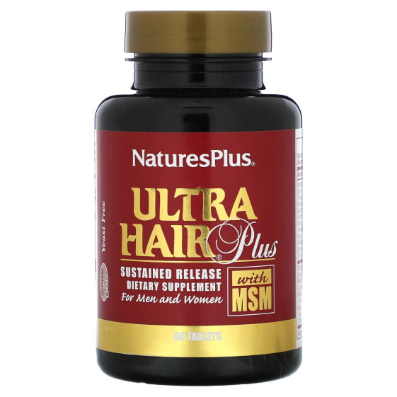 NaturesPlus, Ultra Hair Plus, добавка с МСМ для роста волос, для мужчин и женщин, 60 таблеток