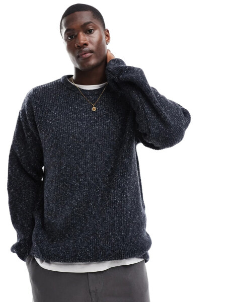 New Look stitch crew neck jumper in navy