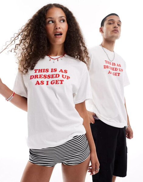 COLLUSION Unisex slogan t-shirt 'dressed up'