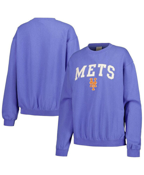 Women's Royal New York Mets Pigment Dye Pullover Sweatshirt