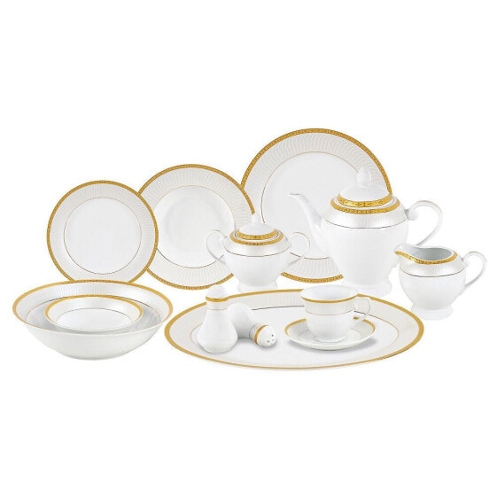 Alina Gold 57-PC Dinnerware Set, Service for 8