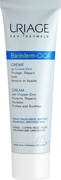 Reparierende Gesichts- und Körpercreme mit Kupfer und Zink für empfindliche, gereizte Haut - Uriage Bariederm Repairing Cica-Cream 15 ml