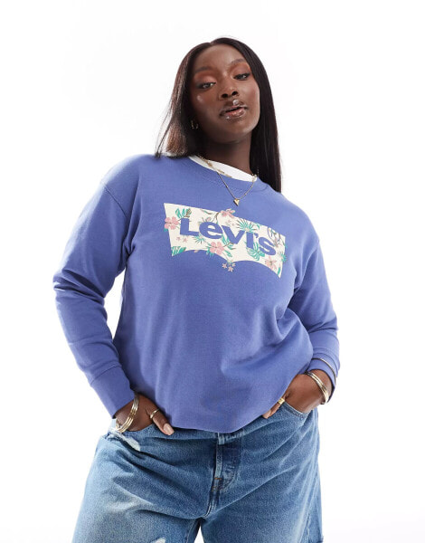 Levi's Plus sweatshirt with chest batwing logo in navy