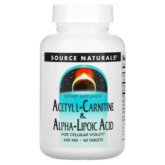 Acetyl L-Carnitine & Alpha-Lipoic Acid, 650 mg, 60 Tablets