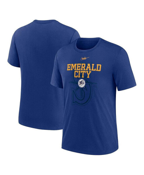 Men's Royal Seattle Mariners Rewind Retro Tri-Blend T-shirt