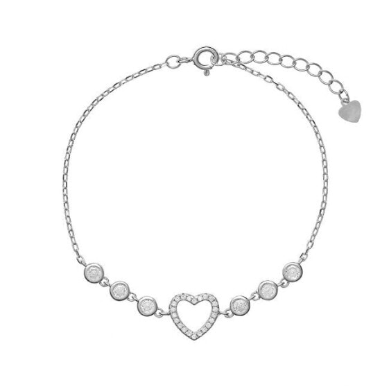 Delicate silver bracelet with a heart and zircons AJNR0013