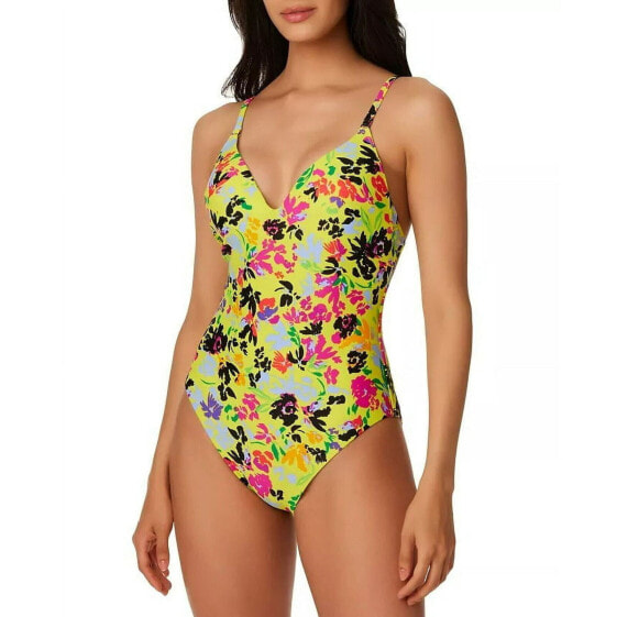 Bar III Women s Floral Chic One Piece Swimsuit Yellow Size Large