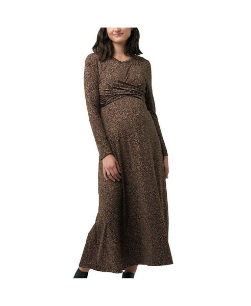 Maternity Shae Cross Front Nursing Dress Tan