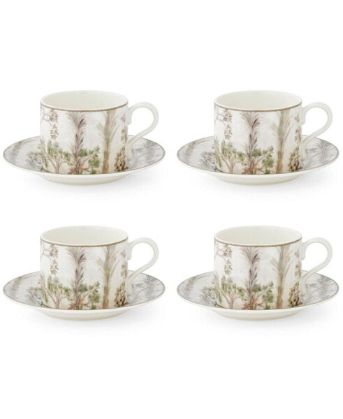 Tall Trees Teacup & Saucer, Set of 4