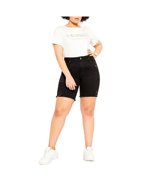 Plus Size Longline Distressed Short