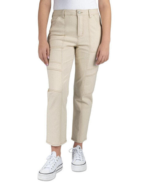 Juniors' High-Rise Seamed Straight-Leg Jeans