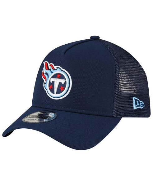 Men's Navy Tennessee Titans A-Frame Trucker 9FORTY Adjustable Hat