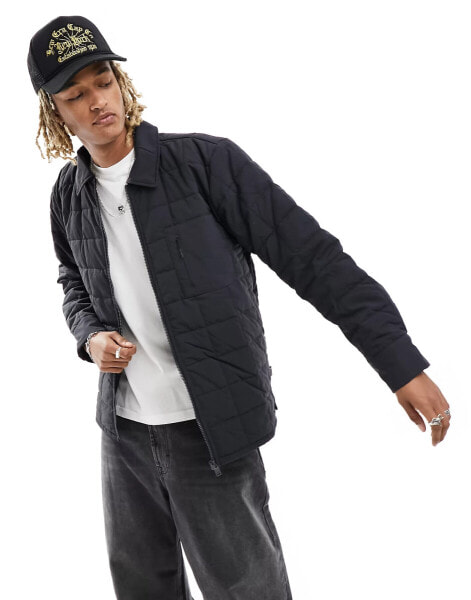 Rains Giron quilted ripstop overshirt in navy