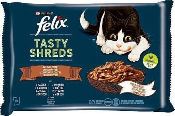 Felix FELIX sasz.4x80g TASTY SHREDS KACZKA& INDYK wiejskie smaki w sosie /12