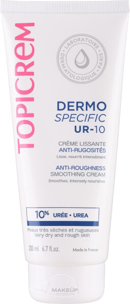 Weichmachende Feuchtigkeitscreme mit Harnstoff und Bienenwachs für raue und sehr trockene Haut - Topicrem UR-10 Anti-Roughness Smoothing Cream 200 ml