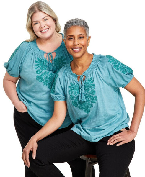 Women's Embroidery Vacay Top, XS-3X, Created for Macy's