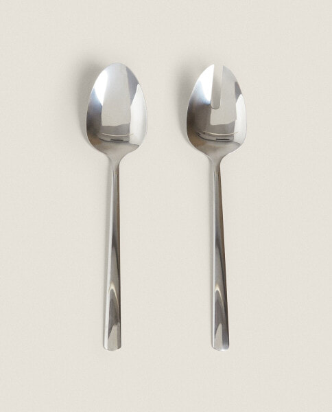 Set of steel salad cutlery (set of 2)