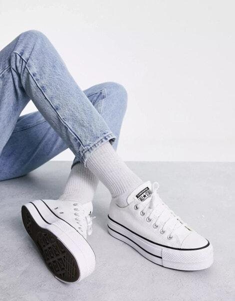 Converse Chuck Taylor Lift Ox platform trainers in white