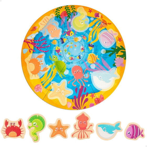 LISCIANI Montessori Redondo Sea 6 Pieces With 6 Wooden Animals Puzzle