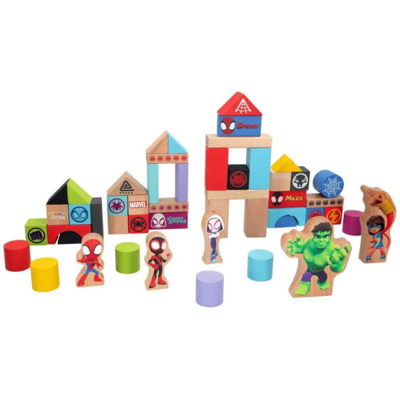 WOOMAX Spidey Amazing Friends Playset Wooden Blocks 50 Pieces