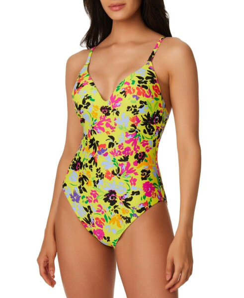 Bar III Womens CITRON Floral Chic One-Piece Swimsuit Multi Size Small