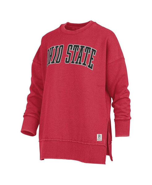 Women's Scarlet Ohio State Buckeyes Stone Gala Oversized T-shirt