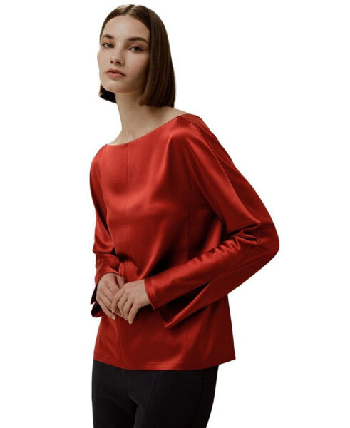 Minimalist Shiny Silk Top for Women