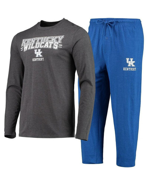 Комплект пижамы Concepts Sport Royal, Heathered Charcoal Distressed Kentucky Wildcats Meter Long Sleeve T-shirt and Pants Sleep Set