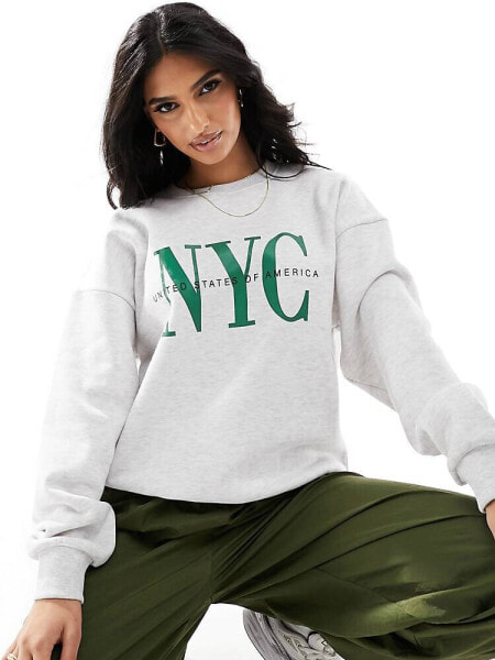 In The Style x Perrie Sian NYC sweatshirt in grey