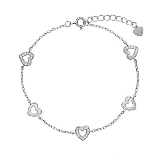 Silver bracelet with hearts AJNR0005