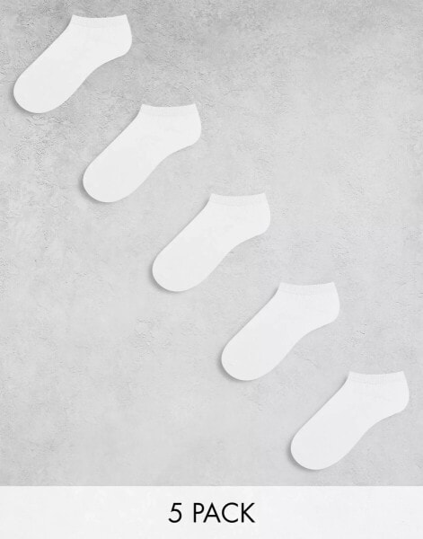 Jack & Jones trainer socks 5 pack in white